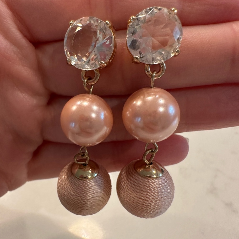 Pink pearl statement earrings